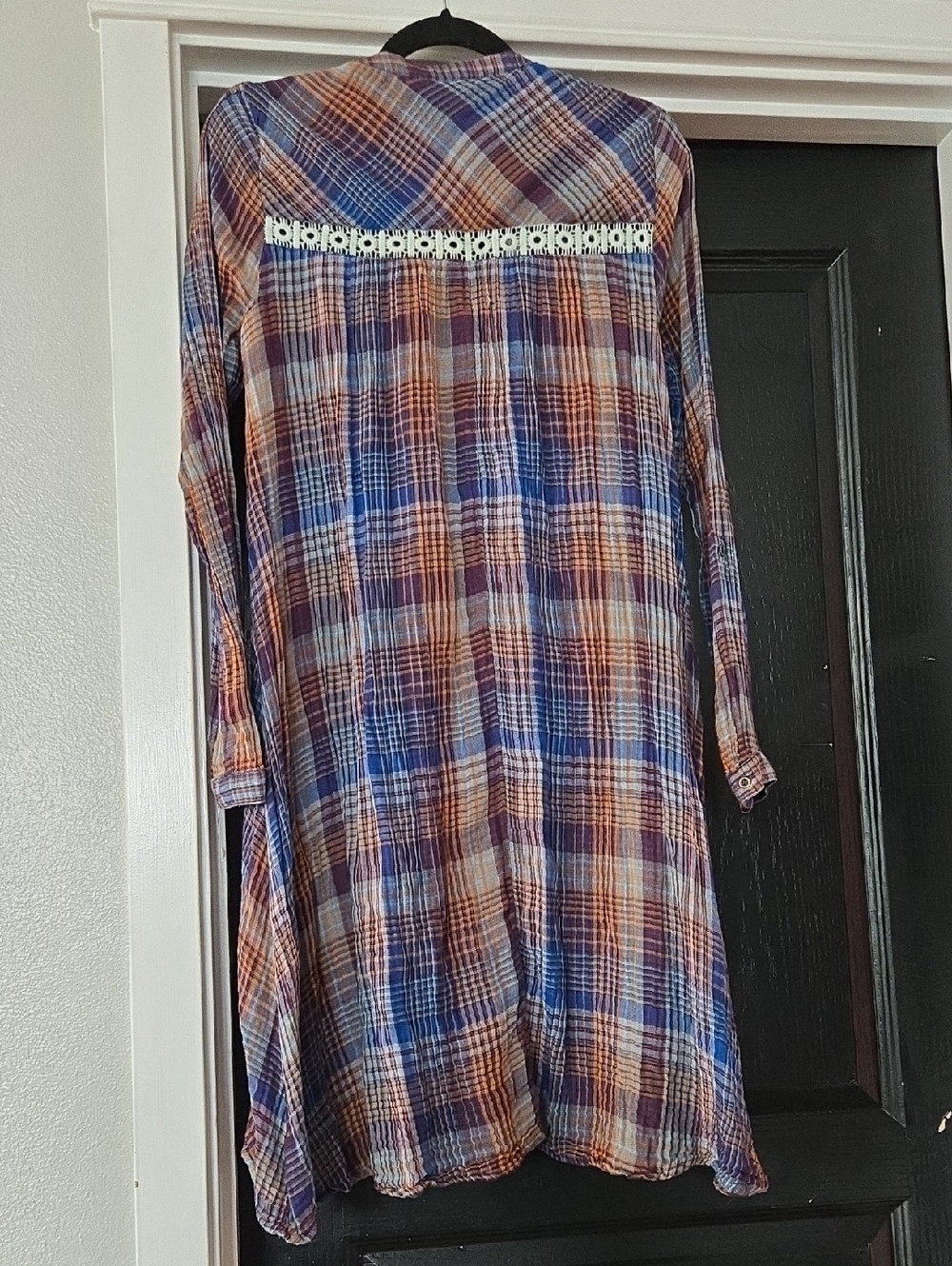 Anthropologie Holding Horses Plaidcand Crochet Lace Mini Dress Size Small - Picture 3 of 7